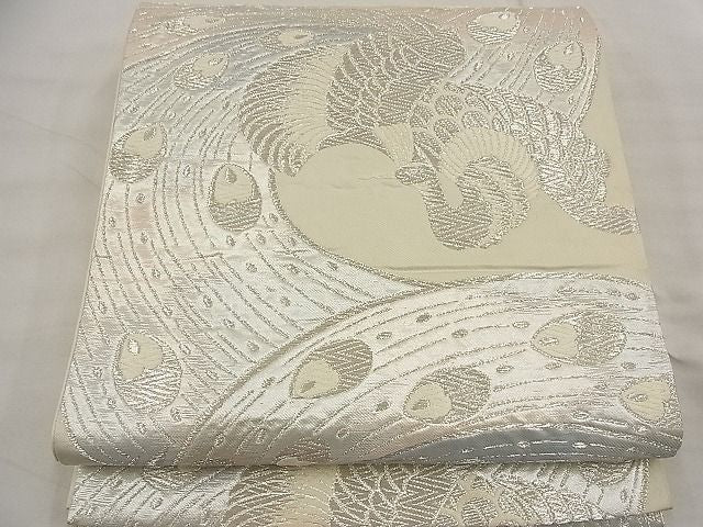平和屋着物■六通柄袋帯　唐織　孔雀　銀糸　逸品　n-ea1885