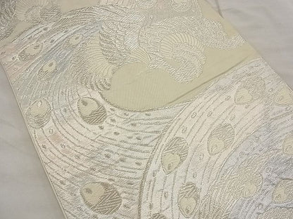 平和屋着物■六通柄袋帯　唐織　孔雀　銀糸　逸品　n-ea1885
