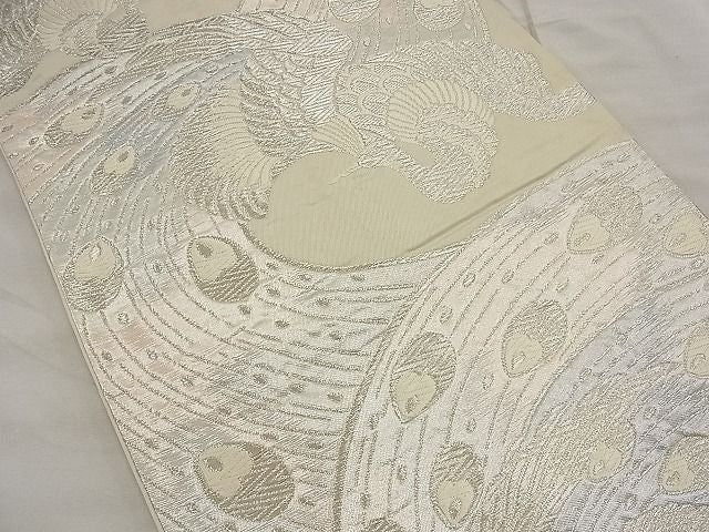 平和屋着物■六通柄袋帯　唐織　孔雀　銀糸　逸品　n-ea1885