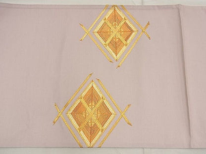 平和屋着物■太鼓柄袋帯 総刺繍 駒刺繍 菱天井文様 金糸 逸品 n-ea1892