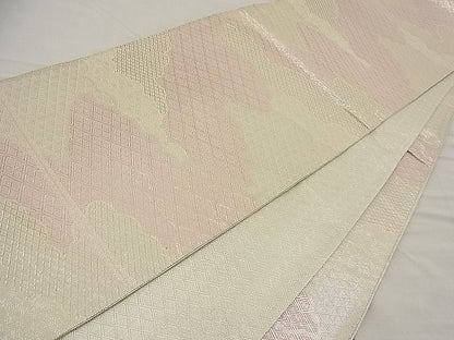 平和屋着物■佐賀錦　全通柄袋帯　雲取り亀甲文　銀糸　逸品　n-ea1903