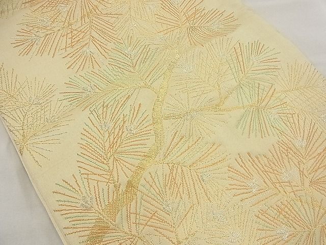 平和屋着物■六通柄袋帯 松葉文様 金糸 逸品 n-ea1919