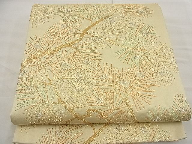 平和屋着物■六通柄袋帯 松葉文様 金糸 逸品 n-ea1919