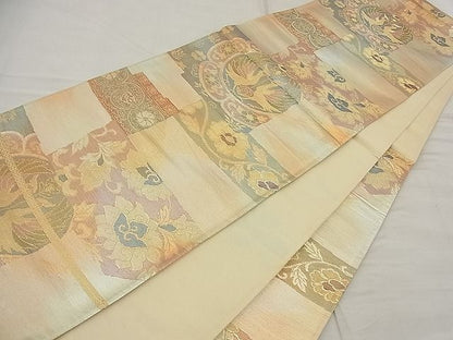 平和屋着物■六通柄袋帯 向い鳥正倉院花唐草文 金糸 逸品 n-ea1921