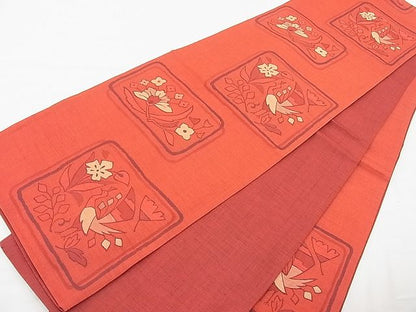 平和屋着物■六通柄袋帯 明日香 ふくれ織 花鳥文 逸品 BAAC4854rc