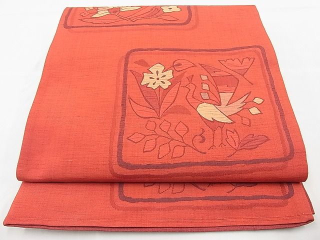 平和屋着物■六通柄袋帯 明日香 ふくれ織 花鳥文 逸品 BAAC4854rc