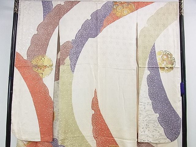 平和屋本店●極上 創業460年・千總 振袖 駒刺繍 絞り 雪輪鳳凰花文 金銀彩 逸品 DZAA0057kh4