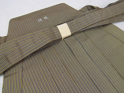 平和屋本店●極上 男性 人間国宝 甲田綏郎 精好仙台平 馬乗袴 縞 逸品 未使用 DZAA0079kh4