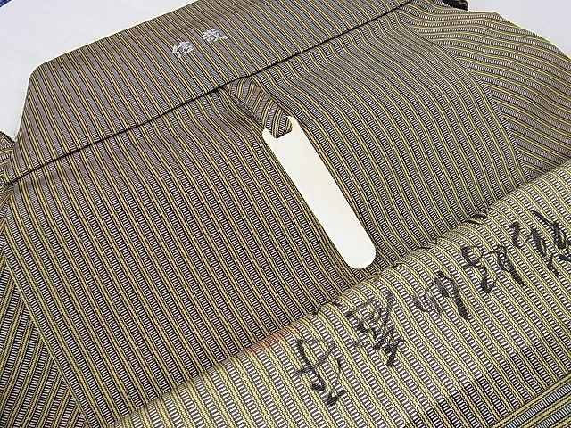 平和屋本店●極上 男性 人間国宝 甲田綏郎 精好仙台平 馬乗袴 縞 逸品 未使用 DZAA0079kh4