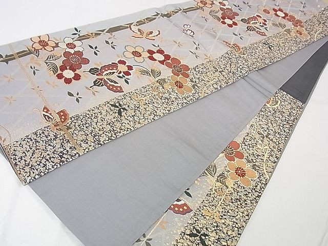 平和屋着物■六通柄袋帯　唐織　花蝶文　金糸　逸品　DAAB1132jm
