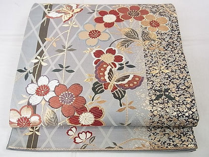 平和屋着物■六通柄袋帯　唐織　花蝶文　金糸　逸品　DAAB1132jm