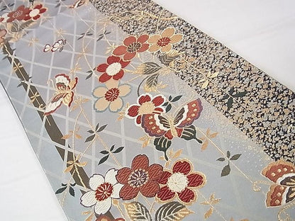 平和屋着物■六通柄袋帯　唐織　花蝶文　金糸　逸品　DAAB1132jm