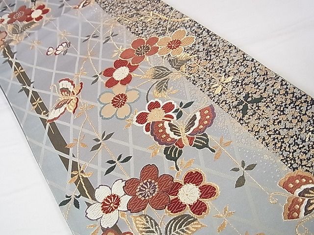 平和屋着物■六通柄袋帯　唐織　花蝶文　金糸　逸品　DAAB1132jm