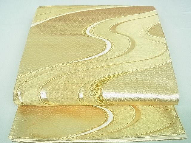 平和屋着物■六通柄袋帯 流水文 金糸 逸品 DAAA2147mz