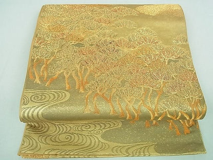 平和屋着物■六通柄袋帯 観世水松文 金糸 逸品 DAAA2149mz