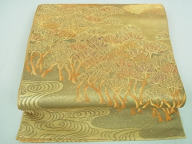 平和屋着物■六通柄袋帯 観世水松文 金糸 逸品 DAAA2149mz