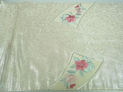 平和屋着物■六通太鼓柄京袋帯 駒刺繍 流水花文 銀糸 逸品 DAAA2152mz
