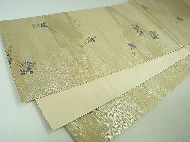 セール♪全通柄袋帯　吉祥花文　着物a 平和屋着物◎全通柄袋帯 道長吉祥花唐草文 金彩 逸品 BAAJ6983sa