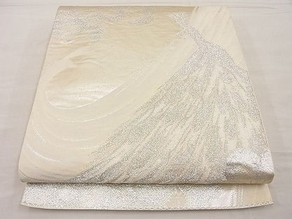 平和屋着物■六通柄袋帯 孔雀花文 銀糸 逸品 BAAC8705ip