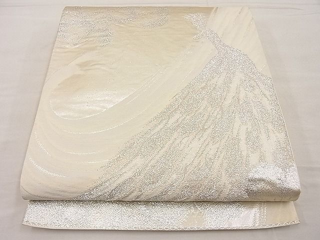 平和屋着物■六通柄袋帯 孔雀花文 銀糸 逸品 BAAC8705ip