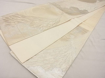平和屋着物■六通柄袋帯 孔雀花文 銀糸 逸品 BAAC8705ip