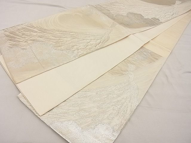 平和屋着物■六通柄袋帯 孔雀花文 銀糸 逸品 BAAC8705ip