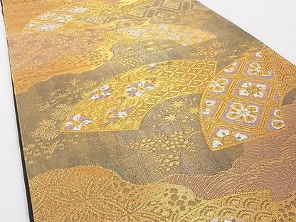 平和屋着物■六通柄袋帯 道長地紙吉祥文 金銀糸 正絹 逸品 AAAD7926Agk