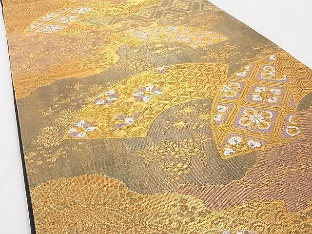 平和屋着物■六通柄袋帯 道長地紙吉祥文 金銀糸 正絹 逸品 AAAD7926Agk