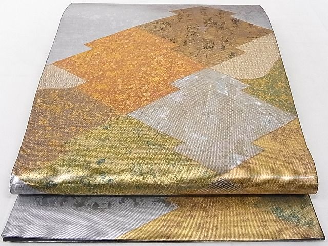 平和屋着物■太鼓柄袋帯 螺鈿箔 松皮菱文 引箔 正絹 逸品 AAAD7939Agk