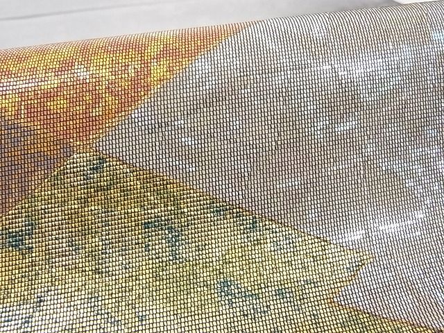 平和屋着物■太鼓柄袋帯 螺鈿箔 松皮菱文 引箔 正絹 逸品 AAAD7939Agk