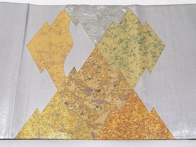 平和屋着物■太鼓柄袋帯 螺鈿箔 松皮菱文 引箔 正絹 逸品 AAAD7939Agk