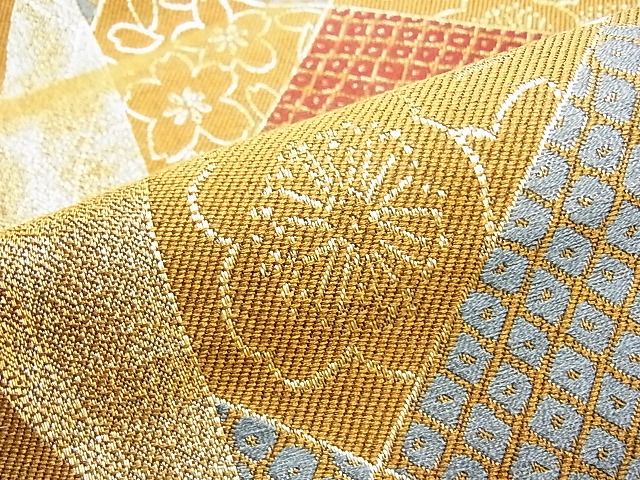 平和屋着物■六通柄袋帯　菱鹿の子花文　壱阡参百八拾口織　金糸　逸品　CAAC0018in