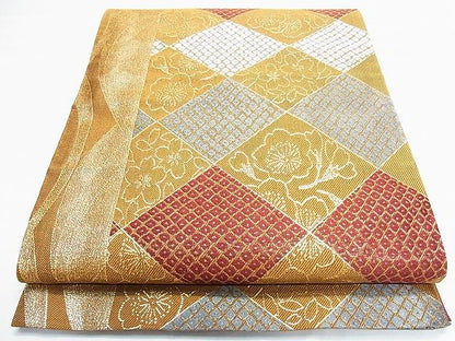 平和屋着物■六通柄袋帯　菱鹿の子花文　壱阡参百八拾口織　金糸　逸品　CAAC0018in