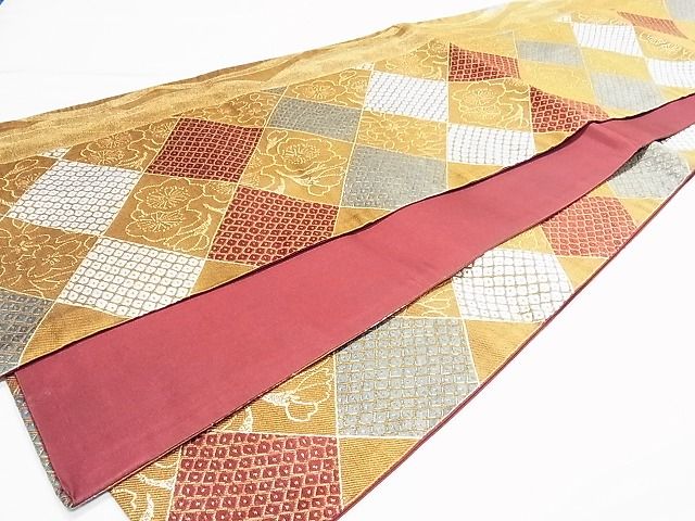 平和屋着物■六通柄袋帯　菱鹿の子花文　壱阡参百八拾口織　金糸　逸品　CAAC0018in