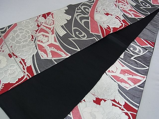 平和屋着物■六通柄袋帯　熨斗亀甲花文　銀糸　逸品　DAAB0417ud
