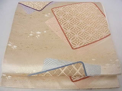 平和屋着物■六通柄袋帯 色紙重ね吉祥花文 金糸 逸品 DAAA4476ar