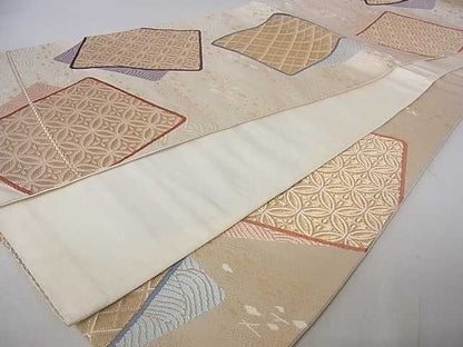 平和屋着物■六通柄袋帯 色紙重ね吉祥花文 金糸 逸品 DAAA4476ar