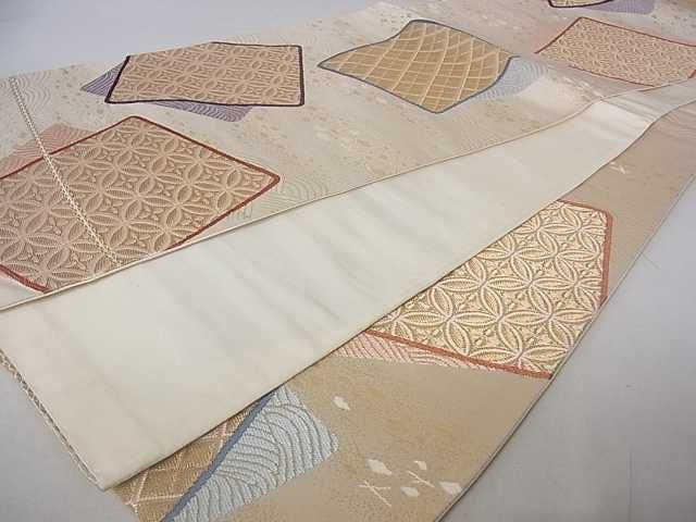 平和屋着物■六通柄袋帯 色紙重ね吉祥花文 金糸 逸品 DAAA4476ar