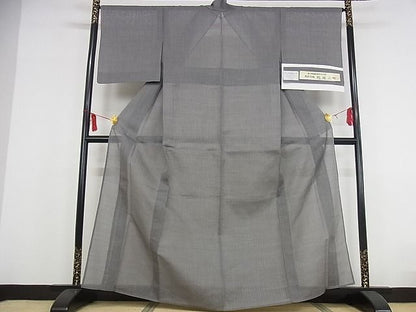 平和屋本店■極上　夏物　石川県指定無形文化財　能登上布　本麻手織上布　間道　煤色　証紙付き　麻　逸品　未使用　KAAA0593kk4