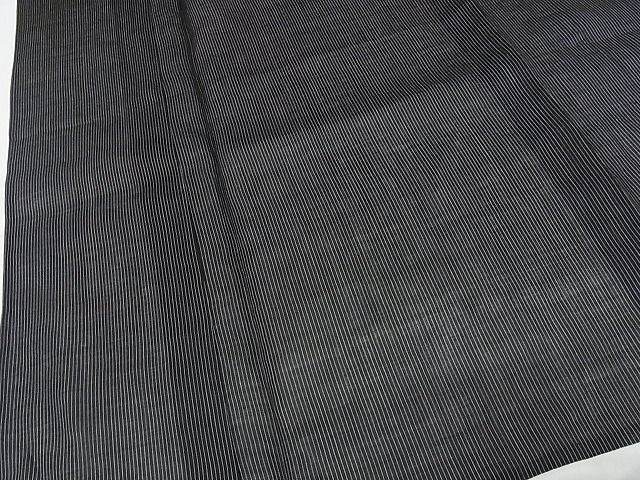 平和屋本店■極上　男性　夏物　石川県指定無形文化財　能登上布　本麻手織上布　縞　反端付き　麻　逸品　未使用　KAAA0623kk4