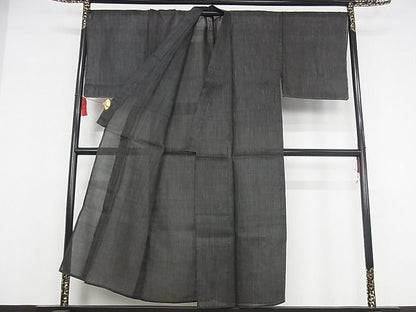平和屋本店■極上　男性　夏物　石川県指定無形文化財　能登上布　本麻手織上布　縞　反端付き　麻　逸品　未使用　KAAA0623kk4