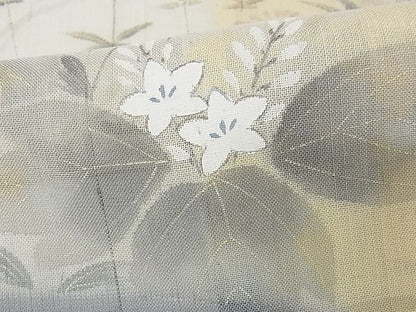 平和屋本店■極上　夏物　訪問着　紗紬　手描き　流水草花文　暈し染め　正絹　逸品　未使用　KAAA0641kk4