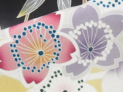 平和屋本店●極上 振袖 友禅 作家物 鴛鴦 暈し染め 黒地 正絹 逸品 KAAA0647kk4