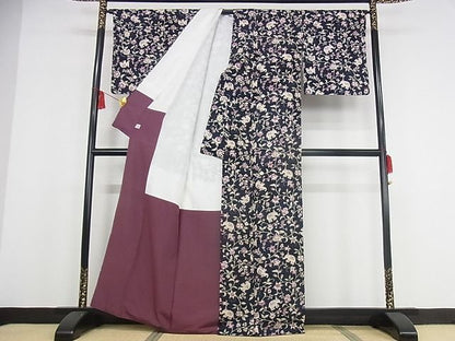 平和屋本店■極上　岡重　小紋　象　更紗花文　金彩　正絹　逸品　KAAA0649kk4