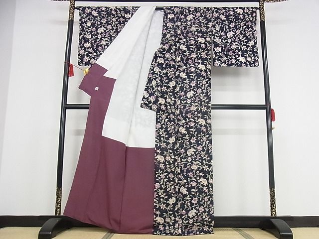 平和屋本店■極上　岡重　小紋　象　更紗花文　金彩　正絹　逸品　KAAA0649kk4