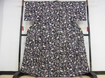 平和屋本店■極上　岡重　小紋　象　更紗花文　金彩　正絹　逸品　KAAA0649kk4