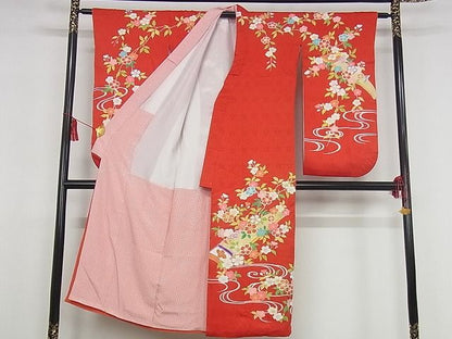 平和屋本店■極上　創業460年・千總　子供　祝着　七五三　女の子　7歳　駒刺繍　花楽器文　金彩　正絹　逸品　KAAA0584kk4