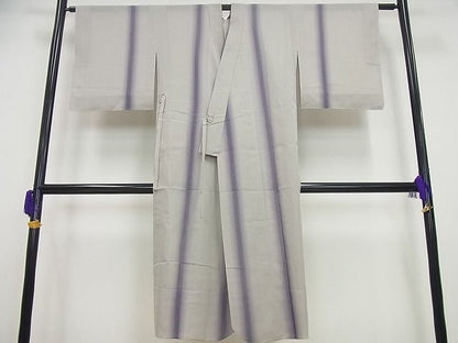 平和屋本店▽極上 道中着 毛利ゆき子 西陣 輝洸謹製 ロング丈 スリーシーズン 春夏秋 お召地 縞 証紙付き 逸品 未使用4s672