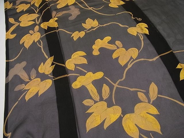 平和屋本店■希少　夏物　久保田一竹　幻の辻が花　訪問着　紗　朝顔　黒地　木箱付き　逸品4s680