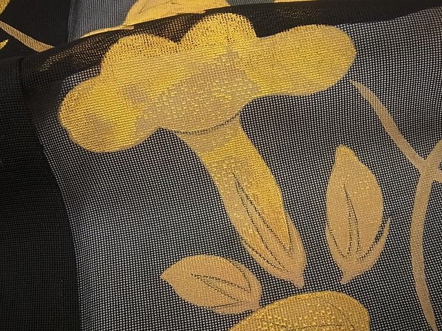 平和屋本店■希少　夏物　久保田一竹　幻の辻が花　訪問着　紗　朝顔　黒地　木箱付き　逸品4s680